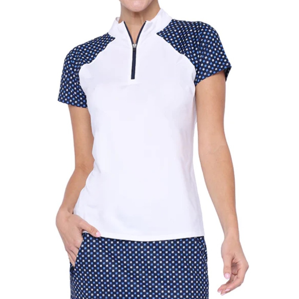 NWT Belyn Key Raglan Short Sleeves Golf Polo In White XS Tennis Activewear‎